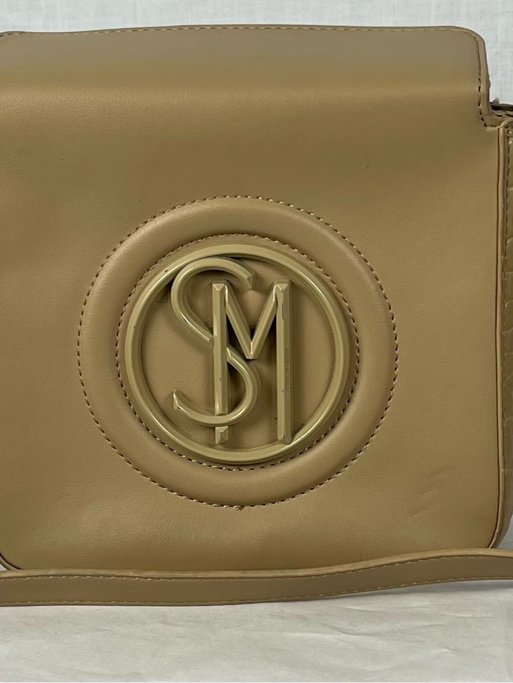 Steve Madden Tan Crossbody with Gold SM Logo